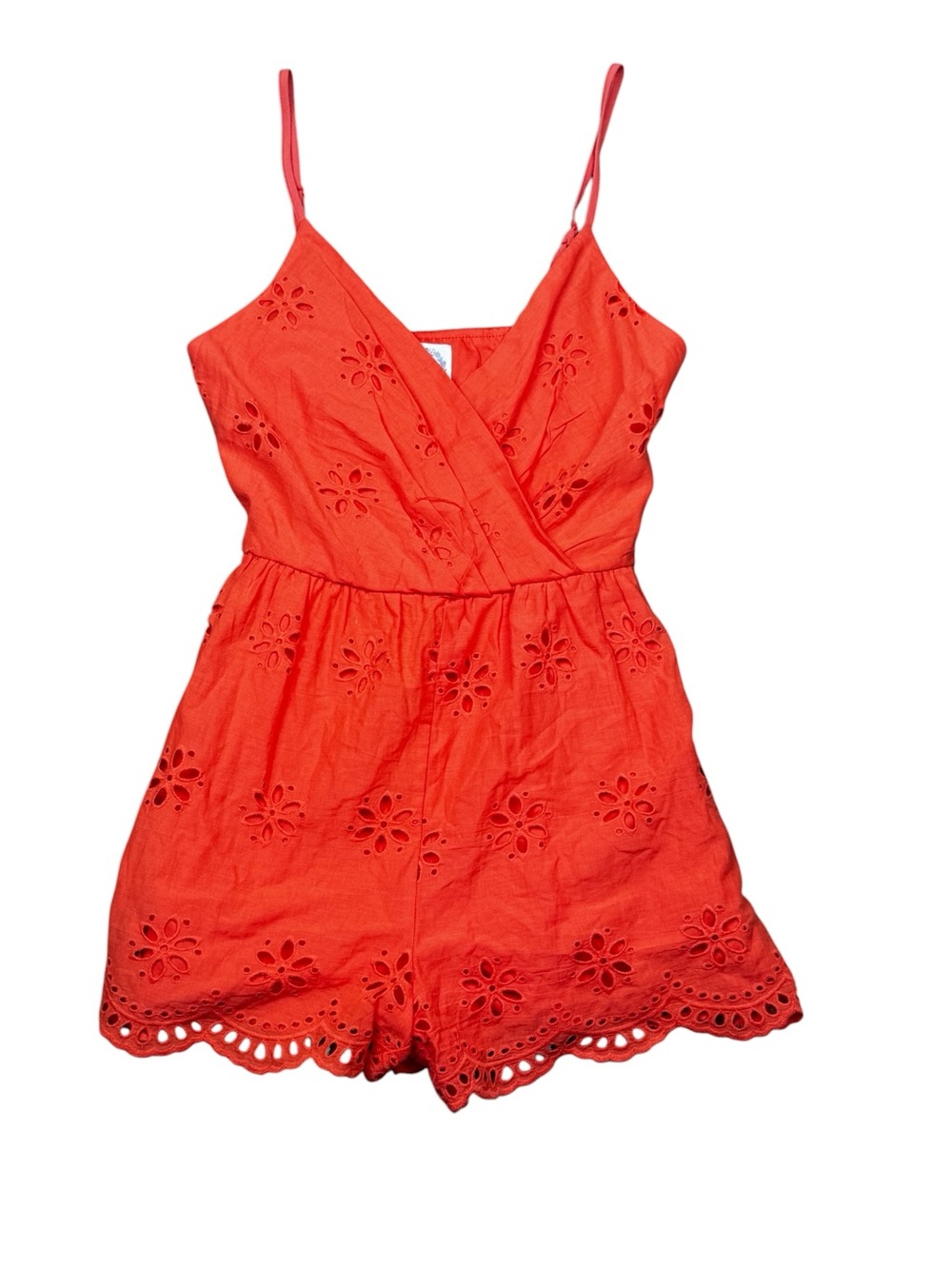 NWT Blue Rain Coral Eyelet Scalloped Tank Shorts Romper Size Small Francesca’s - Picture 3 of 8